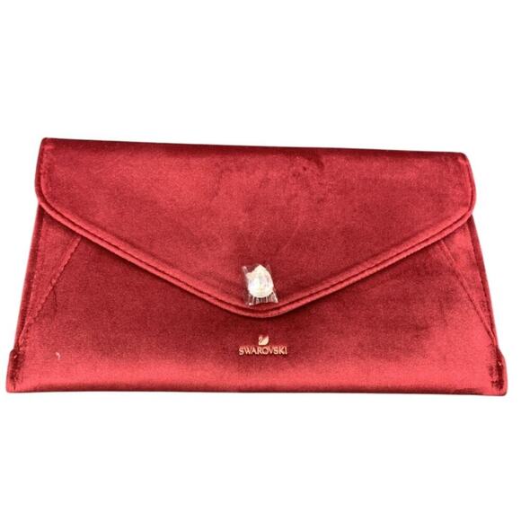 Swarovski Red Velvet Clutch with Crystal Detail – New in Box - Picture 1 of 5